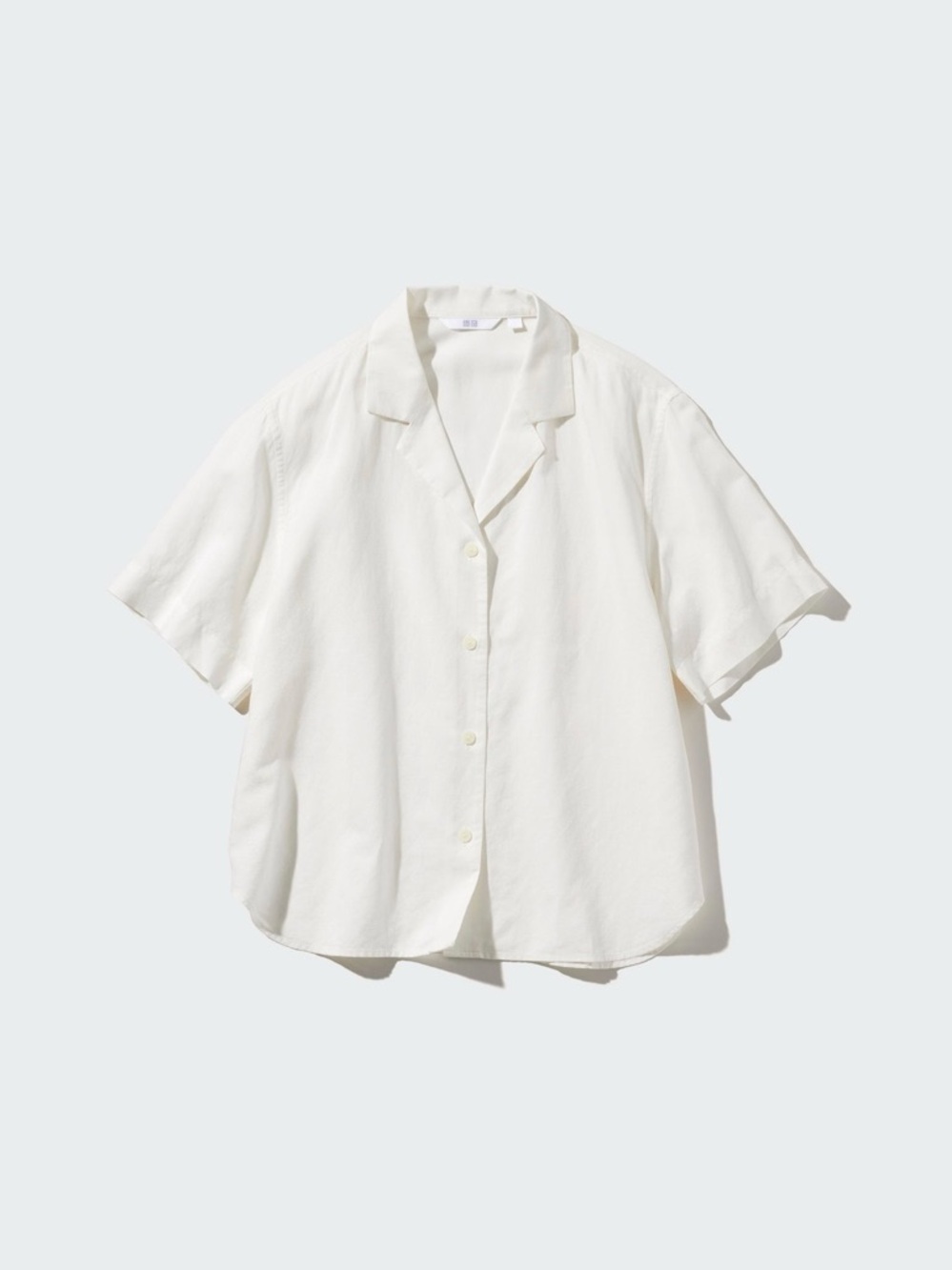 UNIQLO ☀️ Women’s Linen Blend Open Collar Short Sleeve Shirt Color Off White XS